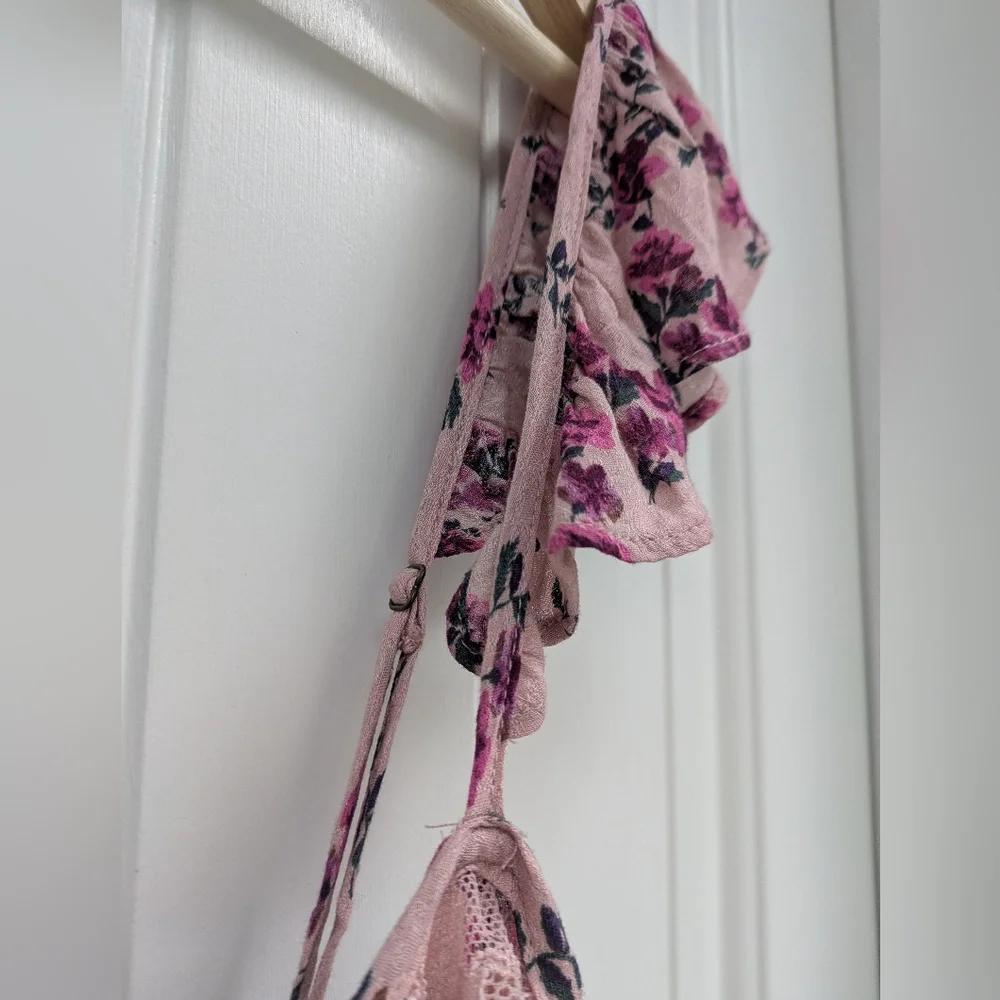 Intimately Free People Pink Floral Bodysuit with Tie Front - Take It Away - Picture 8 of 10